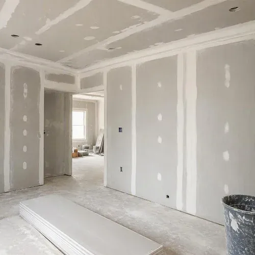 Restored decorative crown moulding painted crisp white, profile matched to the original run